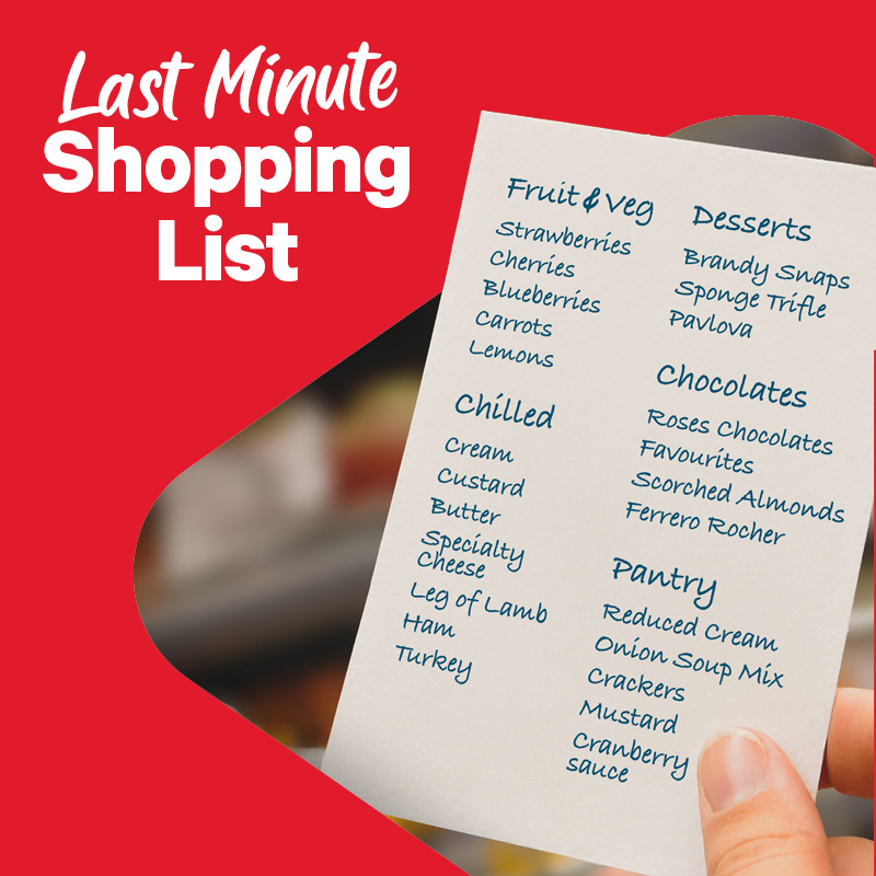Last minute shopping list
