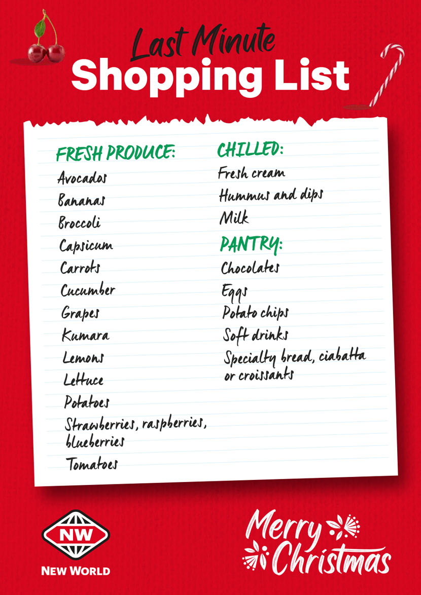 Christmas Shopping List New World