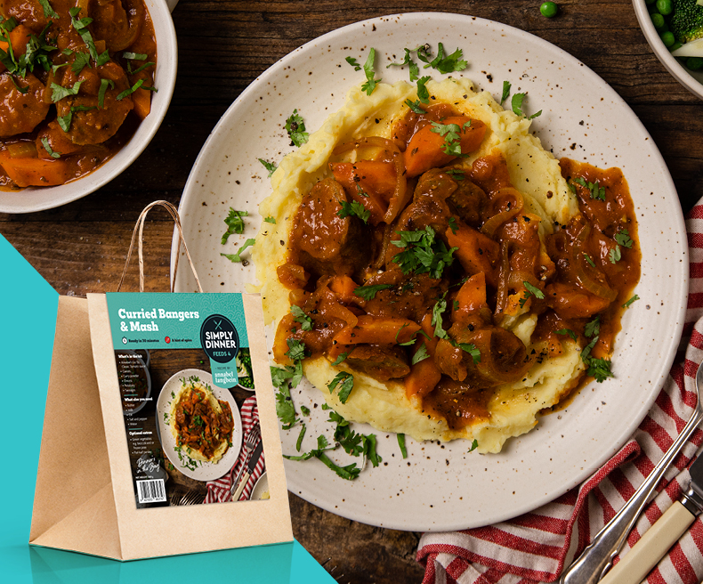 Curried bangers and mash