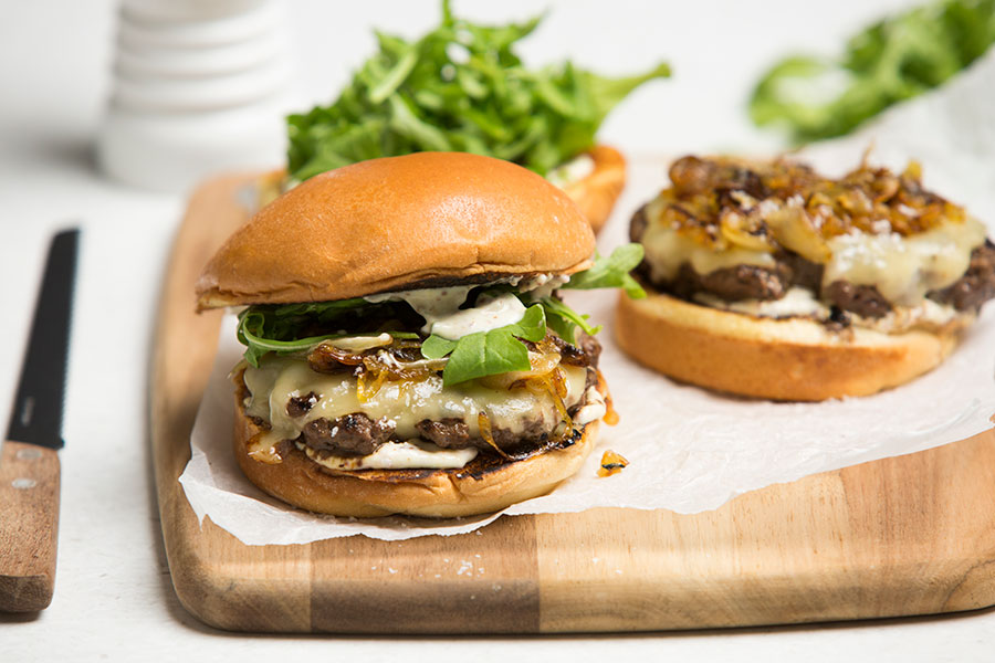 Caramelised onion beef burger New World