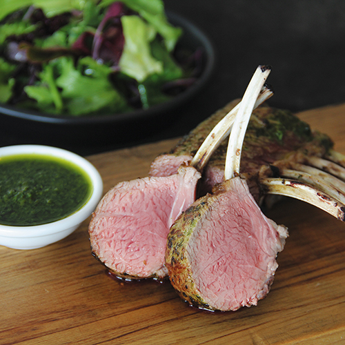 Coastal spring lamb rack with chimichurri