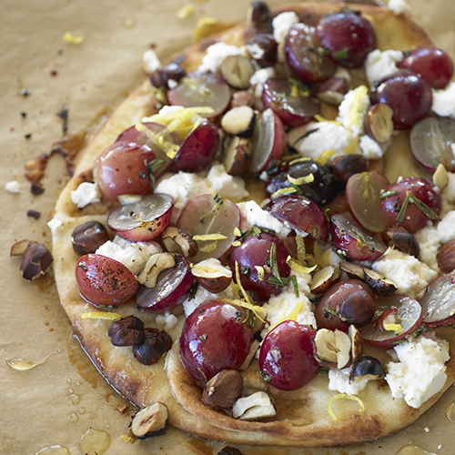 Grape rosemary ricotta flatbread