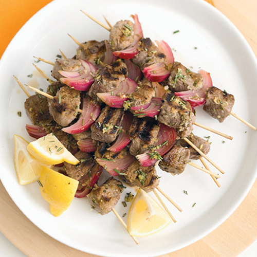 Lemon and rosemary coastal lamb kebabs