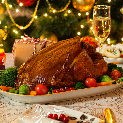 Roast turkey with festive christmas stuffing