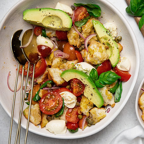 Avocado panzanella salad