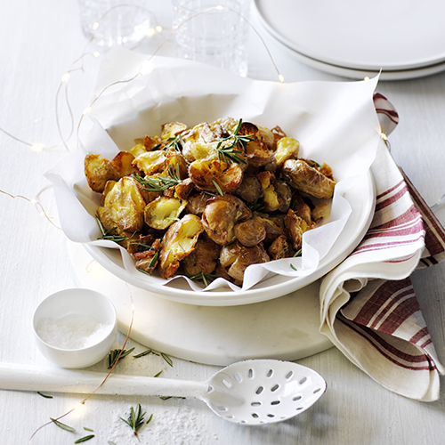 Smashed potatoes with parmesan and rosemary