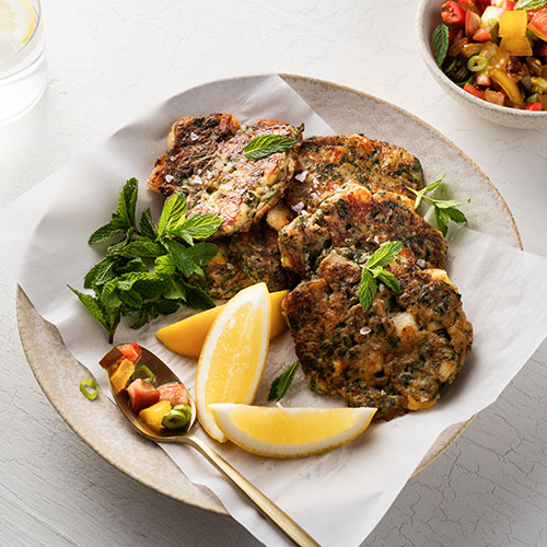 Courgette And Haloumi Fritters With Tomato Salsa New World
