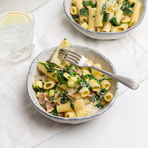 bacon and courgette pasta