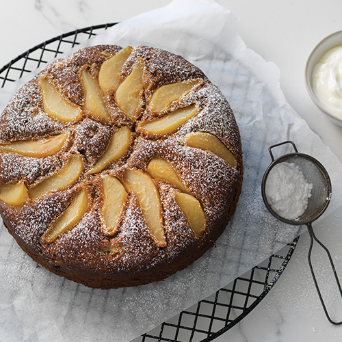 Feijoa, pear and ginger cake
