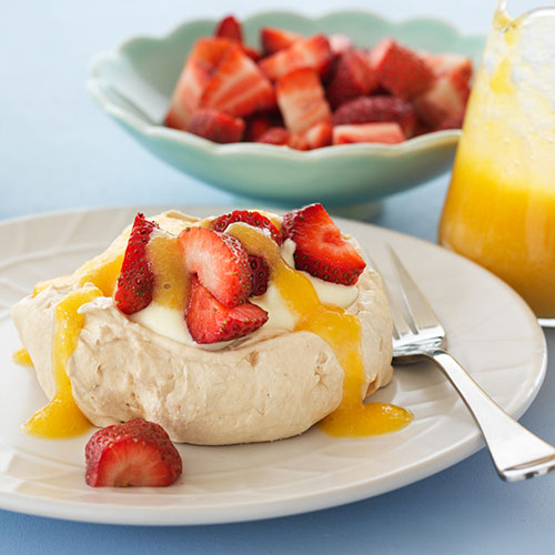 Spiced brown sugar meringues with summer fruits