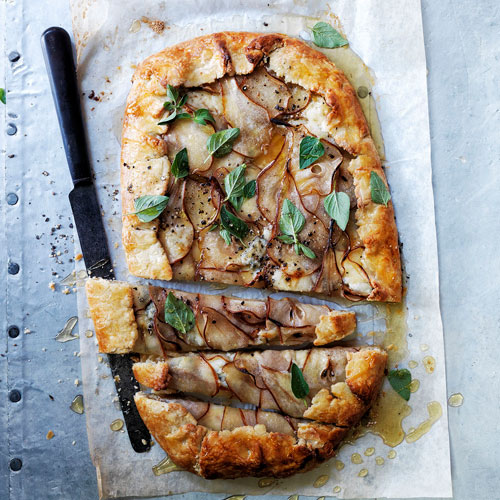 gorgonzola pear oregano galette