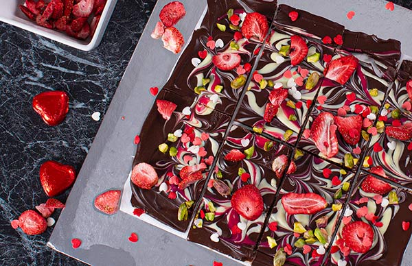 Valentine's strawberry chocolate bark