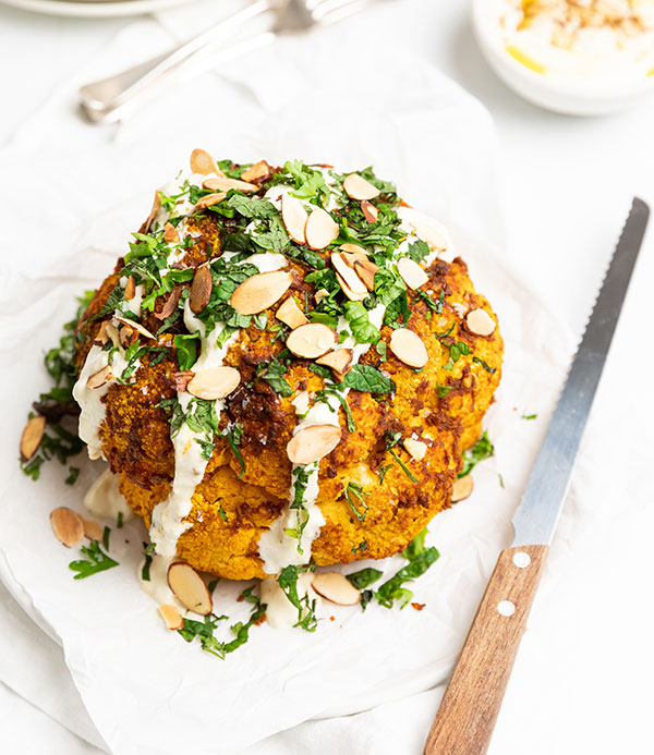 Whole roasted cauliflower