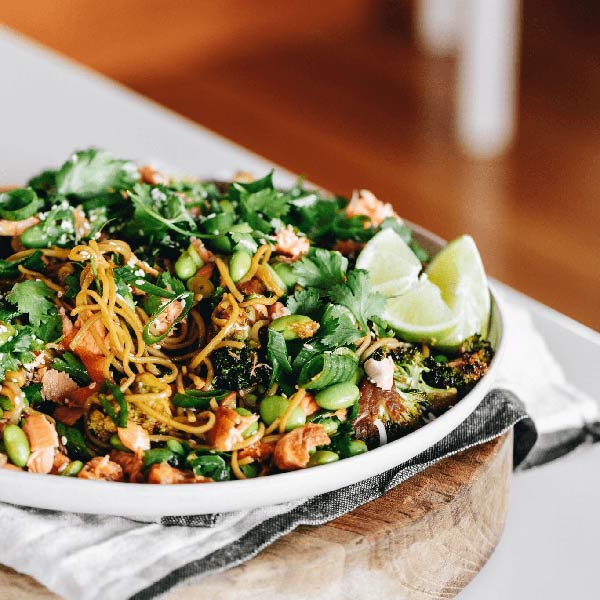 Sarah's salmon and soba noodles with ginger and sesame dressing New World