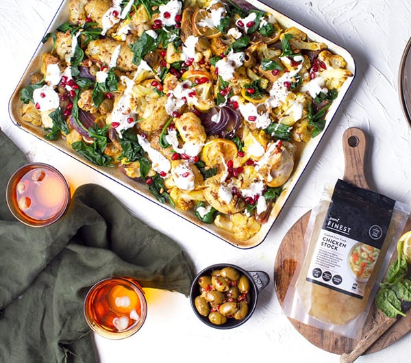 Keto-friendly spiced chicken cauliflower traybake