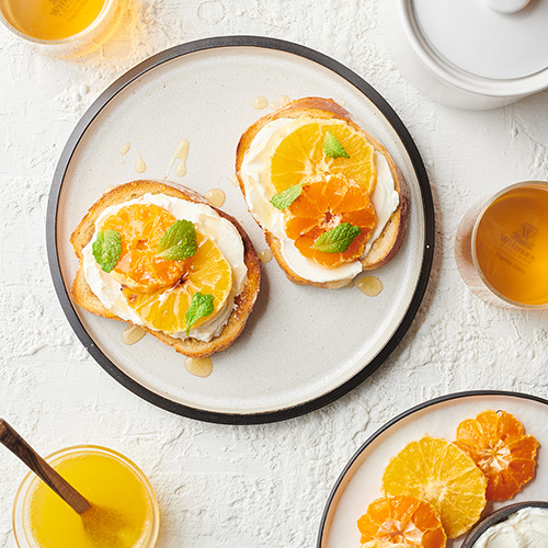 Caramelised citrus and ricotta toast