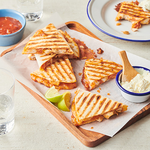 Cheesy chicken quesadillas