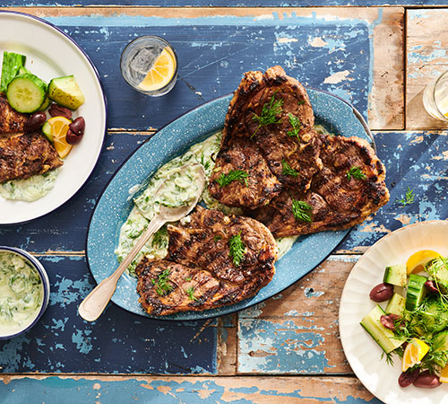 Greek-inspired lamb chops with tzatziki