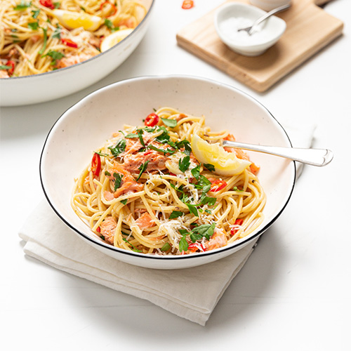 Lemon and chilli salmon spaghetti New World