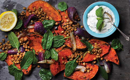 Roasted pumpkin and lentil salad
