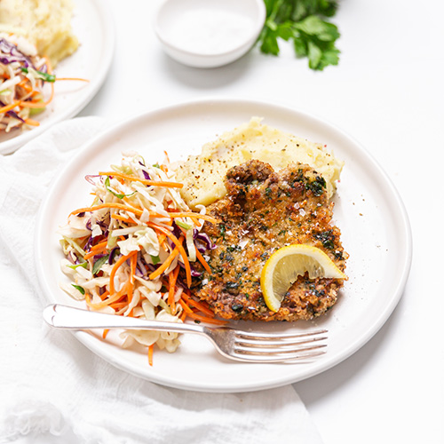herby beef schnitzel