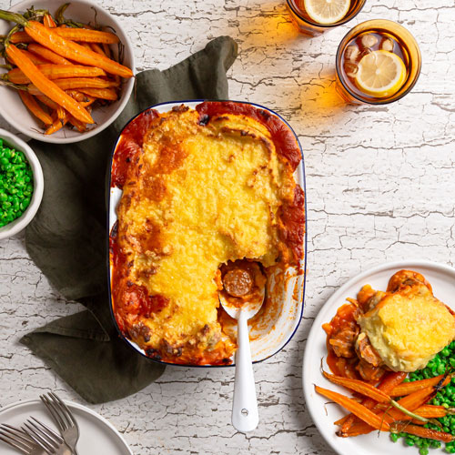 Bangers and mash pie New World