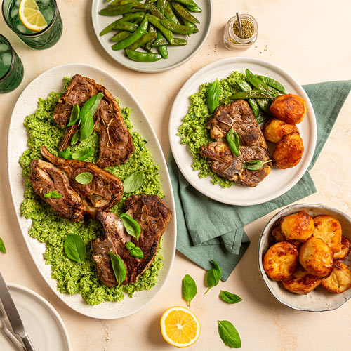 Broccoli pesto lamb chops