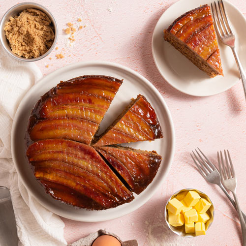 Upside down banana cake