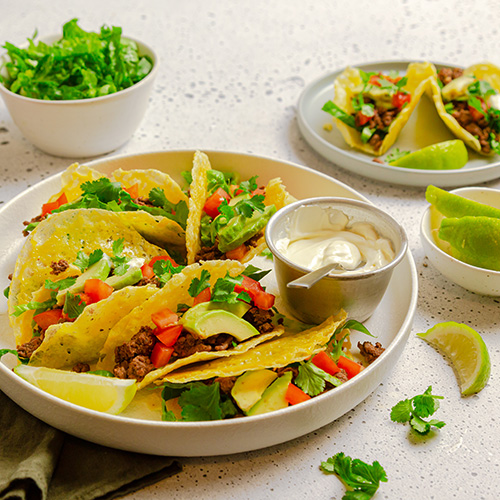 Cheese taco shells with beef