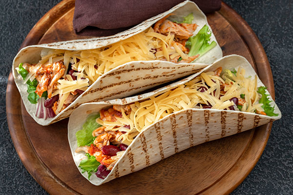 Chicken and red bean tacos