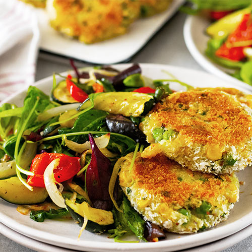 Fish cakes and salad