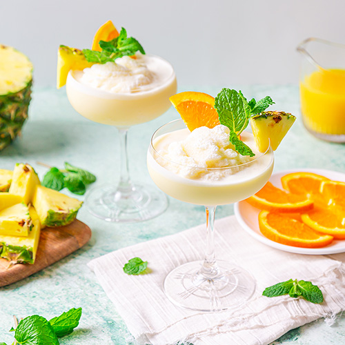 Icy Pineapple and Orange Mocktails