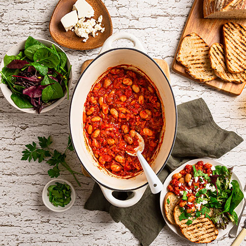 One Pot Greek Inspired Baked Beans