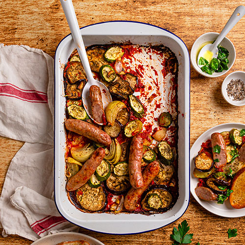 Ratatouille Tray Bake with Sausage
