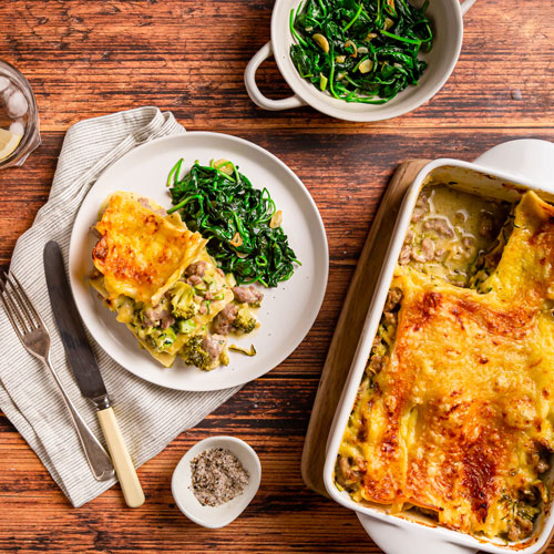 Sausage-and-Broccoli-White-Lasagne