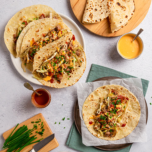 Sausage and Cabbage Stir Fry Wraps
