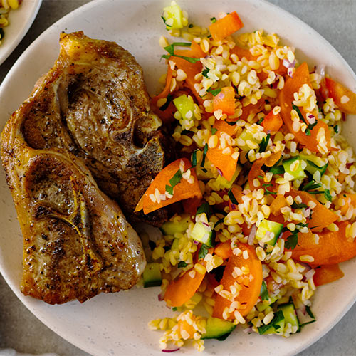 Lamb chops and salad