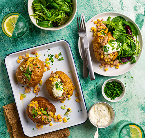 Tuna, Sweetcorn & Spring Onion Jacket Potatoes