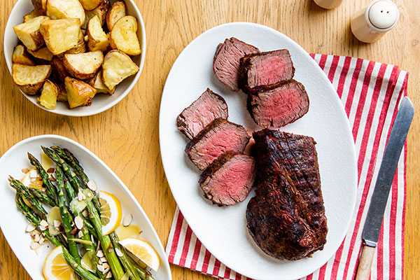 Deliciously cooked whole beef eye fillet