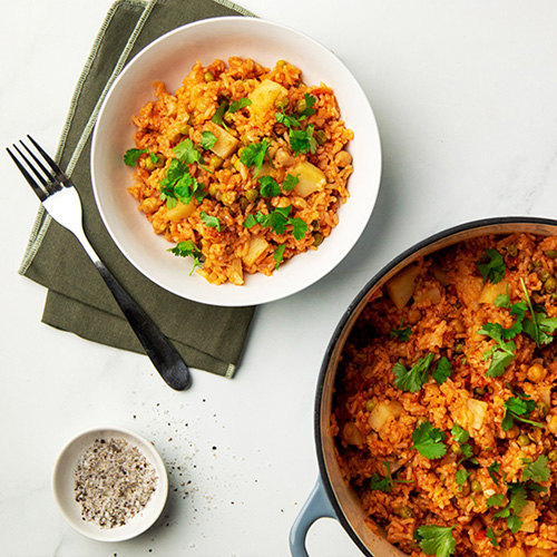 buttery tomato and chickpea rice