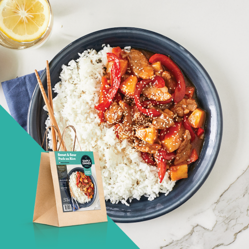 Sweet and sour pork on rice