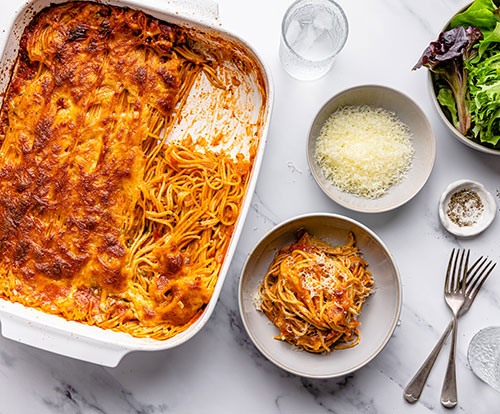 One dish baked spaghetti