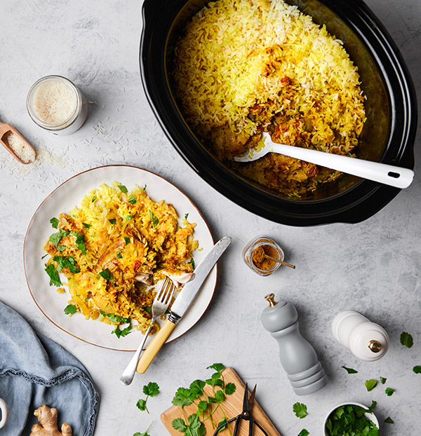biryani inspired slow cooker chicken