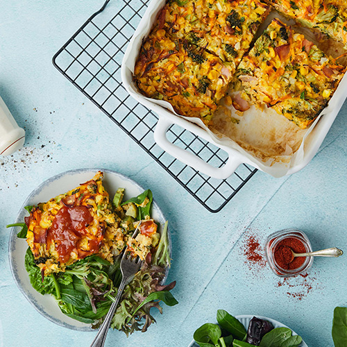 cheesy broccoli rice slice