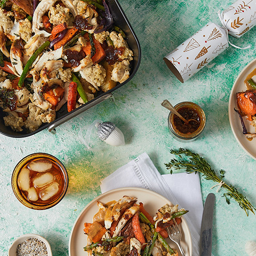 Christmas leftovers traybake