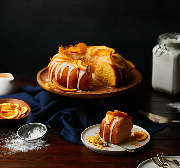 Delicious glazed orange bundt cake final recipe photography