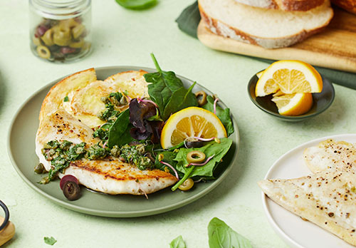 Grilled fish with salsa verde