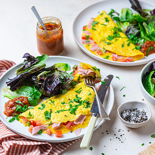 ham and cheese omelettes