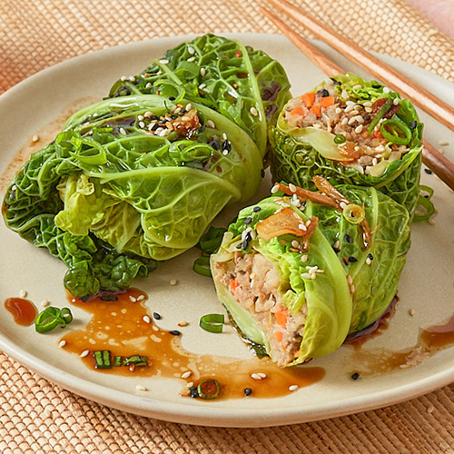 Pork and rice stuffed cabbage rolls