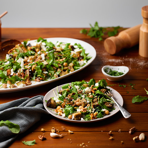 warm eggplant chickpea salad